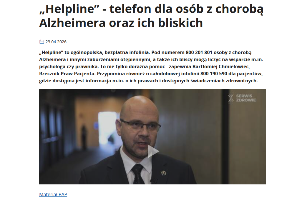 Bartłomiej Chmielowiec, Rzecznik Praw Pacjenta, podczas wypowiedzi dla serwisu zdrowotnego PAP